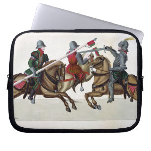 Tre riddare på en turnering, pläterar från 'en laptop sleeve