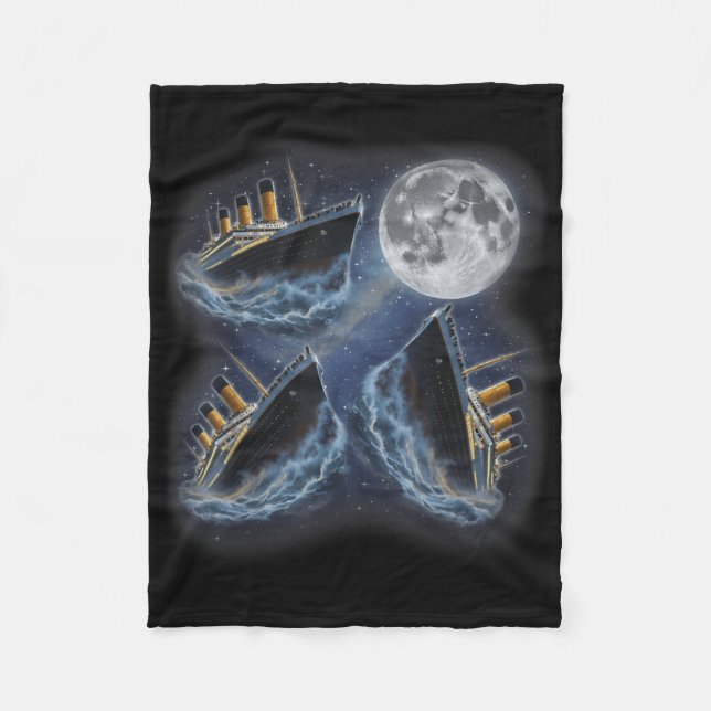 Tre Rms Titanic Måne 3 Ylar åt Månen Rolig Wei Fleecefilt (Framsidan)