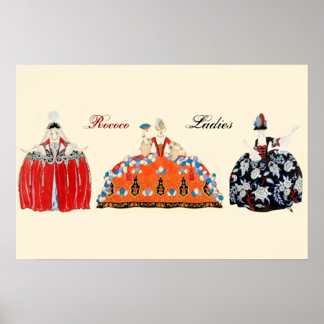 TRE ROCOCO DAM,BEAUTY,MODE COSTUME DESIGN POSTER (Framsidan)