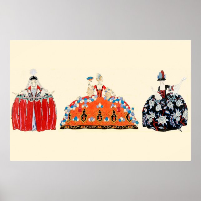 TRE ROCOCO DAM,BEAUTY,MODE COSTUME DESIGN POSTER (Framsidan)