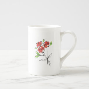 Tre Röd ros Bouquet Ben China Mugg Benporslin Mugg