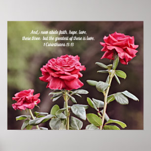 Tre Röd ros-skript 1 Corinthians 13:13 Poster