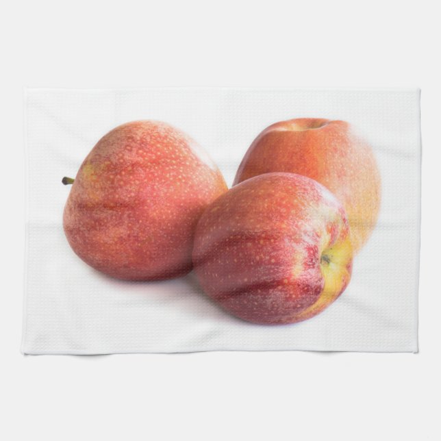 Tre röda äpplen kökshandduk (Horisontell)