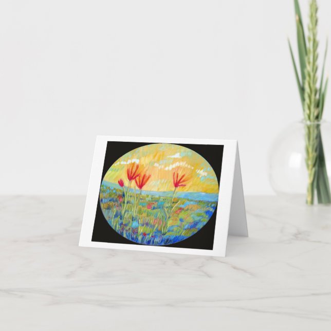 "Tre Röda blommor"-gratulationskort Kort (Framsida)