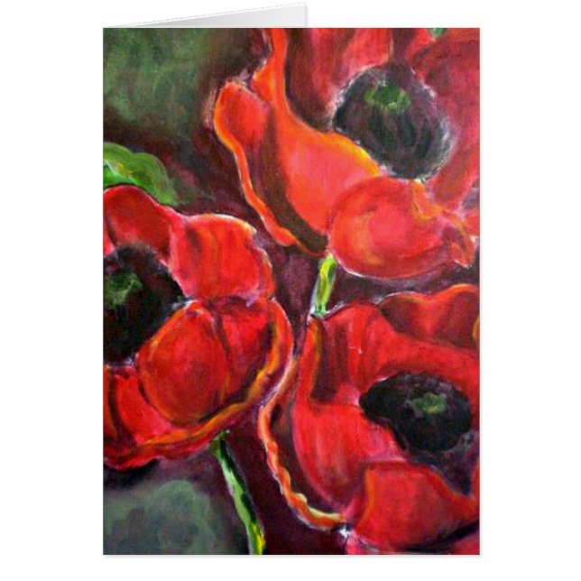 Tre röda poppies OBS kort (Framsidan)