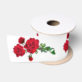 Tre röda rosor Satinband