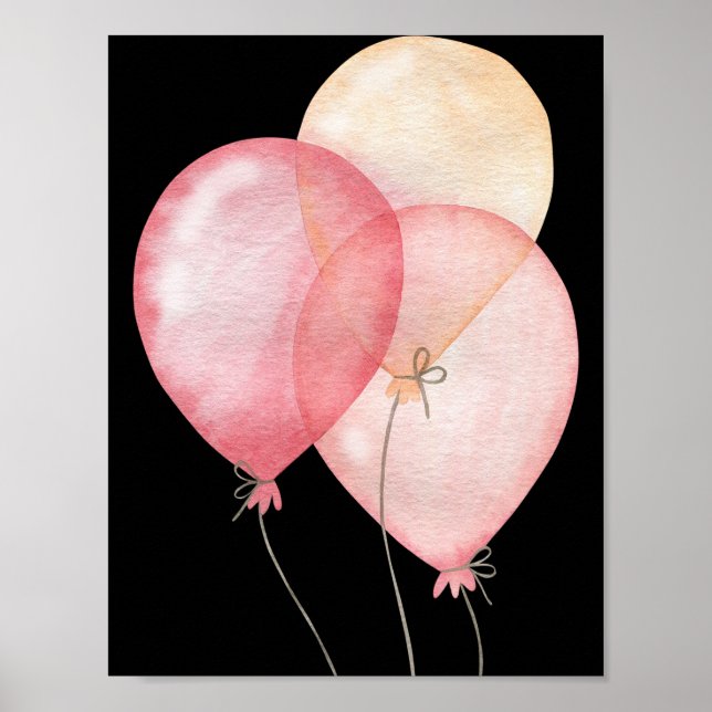 Tre Rosa Balloons Lycklig Nursery Poster (Framsidan)