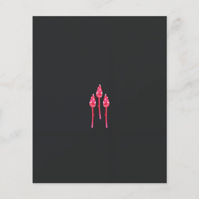 Tre rosa blommor med svart bakgrund flygblad (Framsidan)