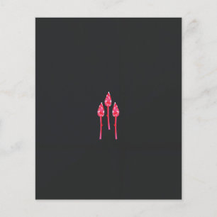 Tre rosa blommor med svart bakgrund flygblad