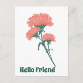 Tre Rosa Carnations, Hej Friend Vykort