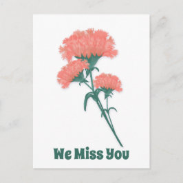 Tre Rosa Carnations, vi saknar dig Vykort
