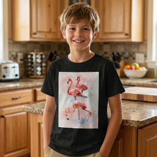 Tre rosa flamingos i akvarell konsttryck t shirt