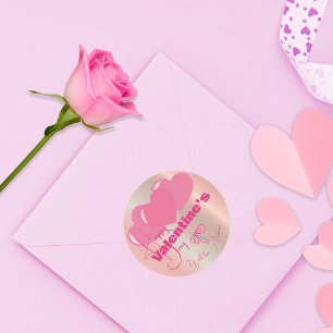 Tre Rosa Hjärter Glad Alla hjärtans dag Runt Klistermärke