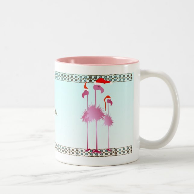 Tre rosa julFlamingos Två-Tonad Mugg (Höger)