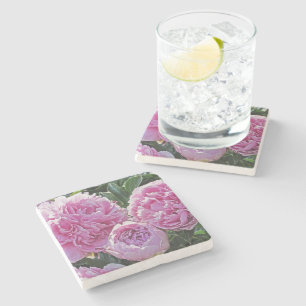 "TRE ROSA PEONIES" STONE UNDERLÄGGS UNDERLÄGG STEN
