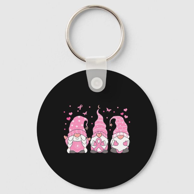 Tre Rosa Ribbon Warrior Breast Cancer Awar Nyckelring (Framsida)