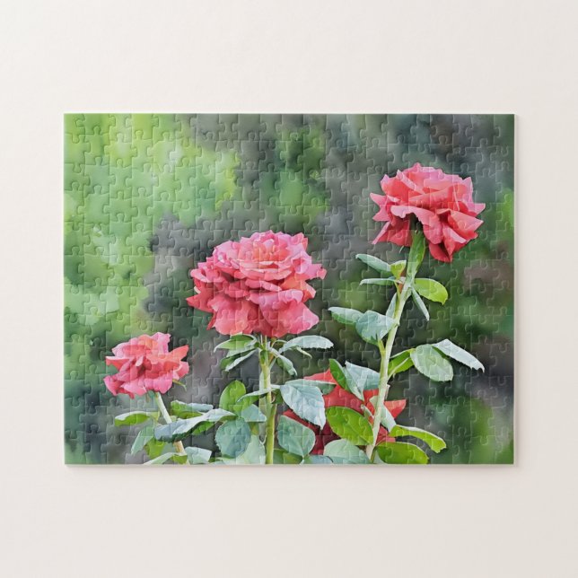 Tre rosa rosor Rosengårds Artpussel Pussel (Horisontell)
