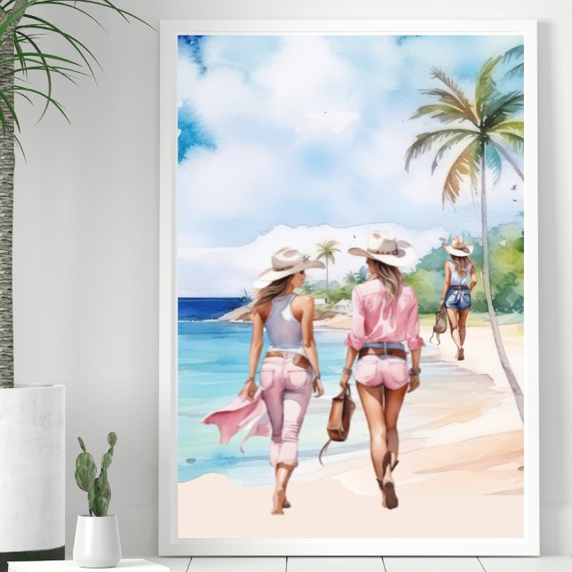 Tre Rosa Tropiska ön Kust Cowgirl Poster (Skapare uppladdad)