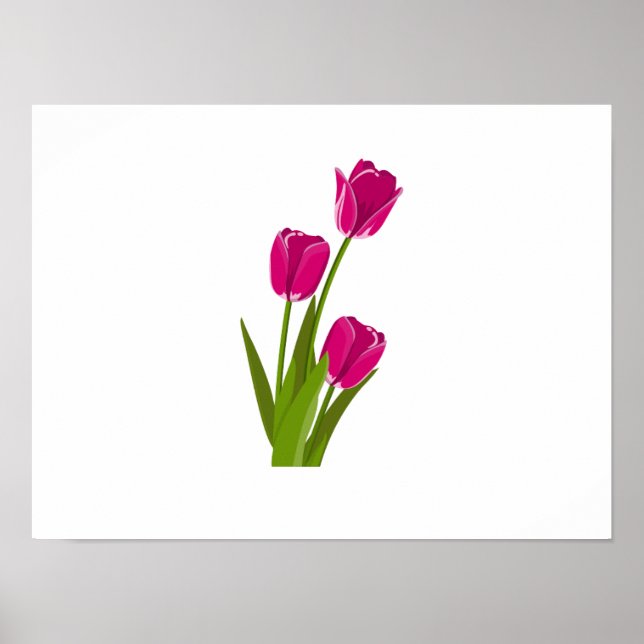 Tre Rosa Tulips som vänder mot Höger Poster (Framsidan)