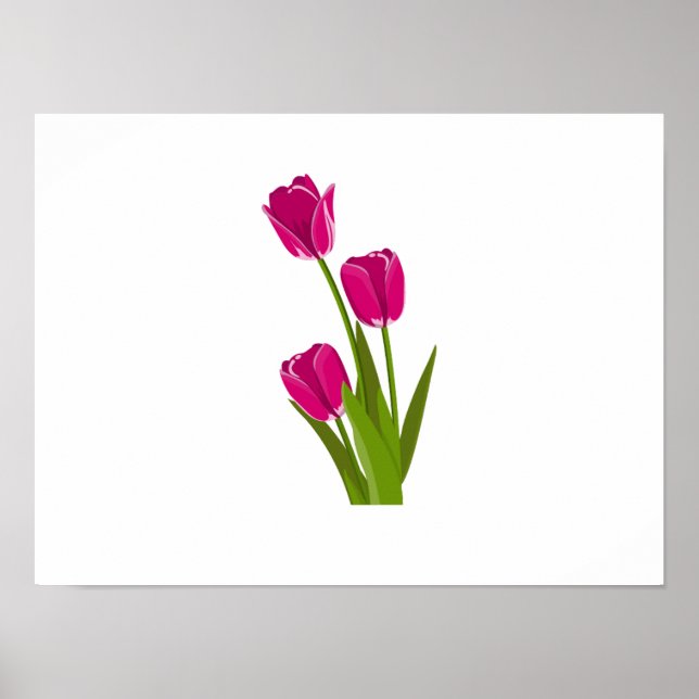 Tre Rosa Tulips svänger mot Lämnat Poster (Framsidan)