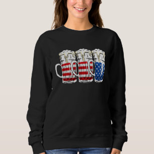 Tre Rött vitt blått ölglas USA flagga 4:e av T Shirt