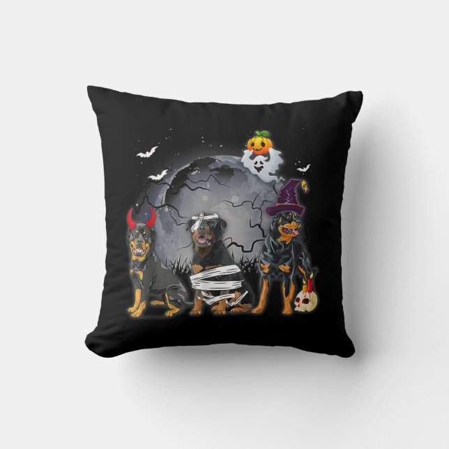 Tre rottweilers Satan Witch Mummy Halloween-kostna Kudde (Framsida)