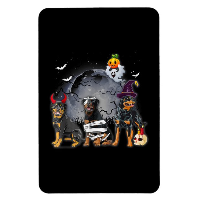 Tre rottweilers Satan Witch Mummy Halloween-kostna Magnet (Vertikal)