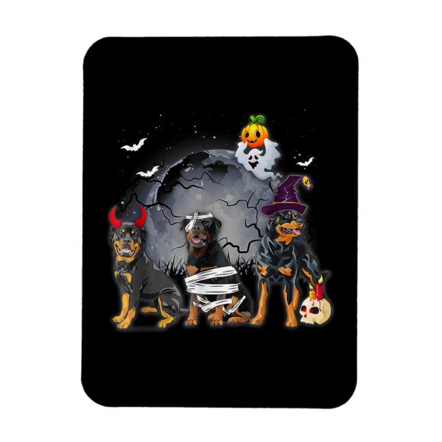 Tre rottweilers Satan Witch Mummy Halloween-kostna Magnet (Vertikal)
