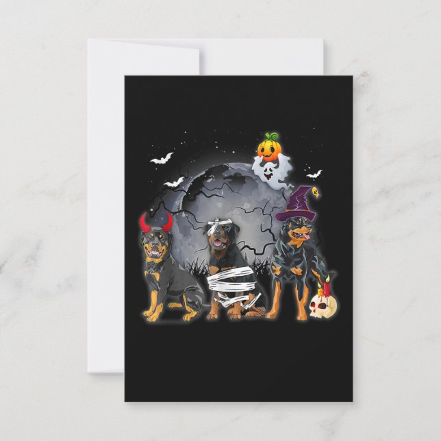 Tre rottweilers Satan Witch Mummy Halloween-kostna OSA Kort (Framsida)