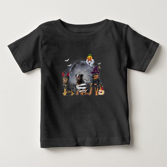 Tre rottweilers Satan Witch Mummy Halloween-kostna T Shirt (Framsida)