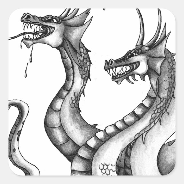 Tre rubriker Hydra-design Fyrkantigt Klistermärke (Framsida)