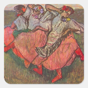 Tre ryska dansare av Edgar Degas Fyrkantigt Klistermärke