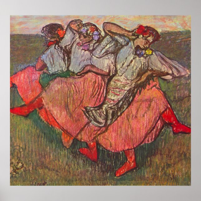 Tre ryska dansare av Edgar Degas Poster (Framsidan)