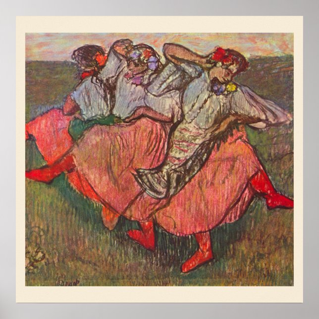 Tre ryska dansare av Edgar Degas Poster (Framsidan)