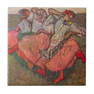 Tre ryska dansörer av Edgar Degas Kakelplatta
