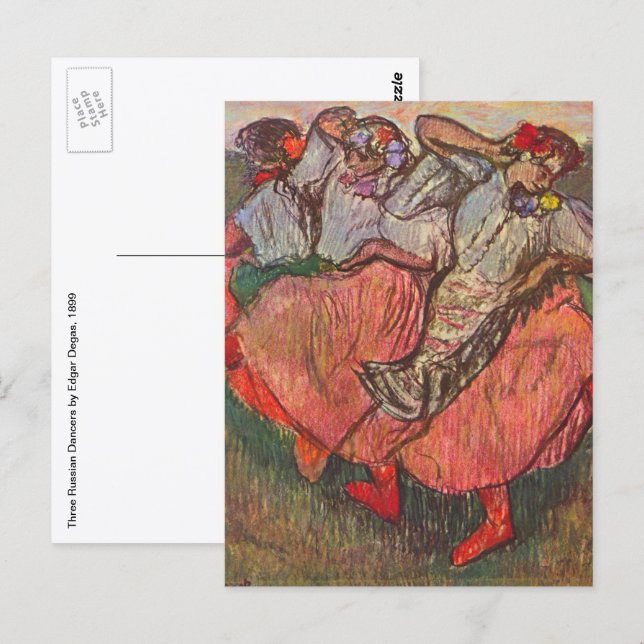 Tre ryska dansörer av Edgar Degas Vykort (Fram/baksida)