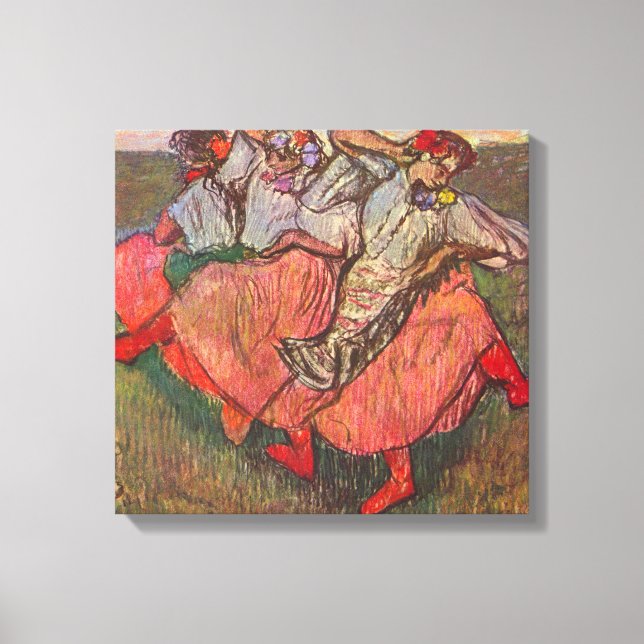 Tre ryska dansöser av Edgar Degas Canvastryck (Framsida)