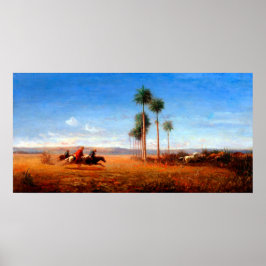 Tre ryttare som galopperar över en slätt  poster