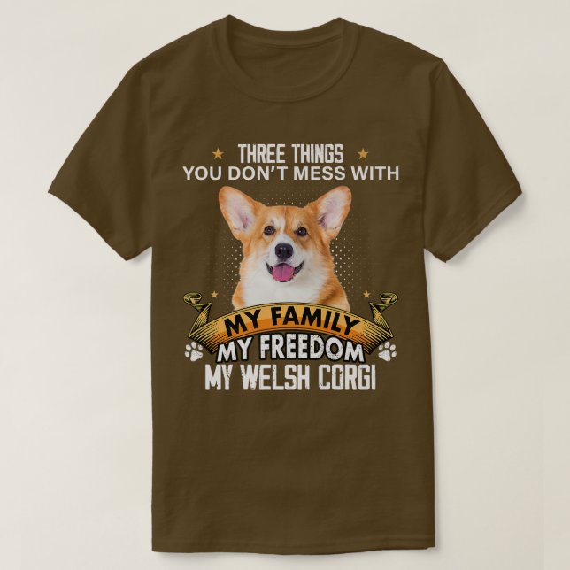 Tre Sak du inte  med Welsh Corgi Hund L T Shirt (Design framsida)