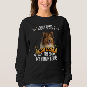 Tre saker du inte bråkar med Rough Collie Hund T Shirt