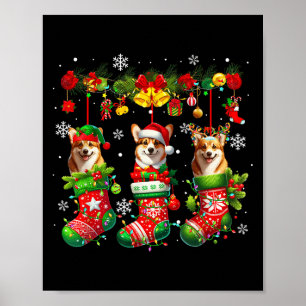 Tre Santa Elf Corgis Inside Julafton Socks Owner K Poster