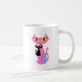 Tre sassy Retro Cats Cute Illustration Kaffemugg