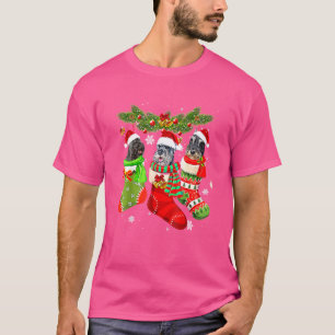 Tre Schnauzer i Sock-jultomten Mas T Shirt