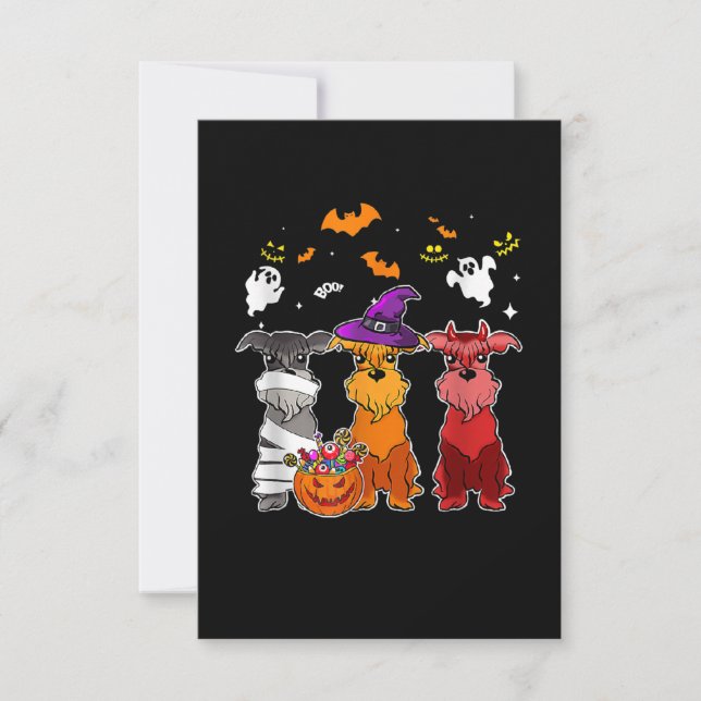 Tre Schnauzer Witch Hat Cute Halloween-gåvor OSA Kort (Framsida)