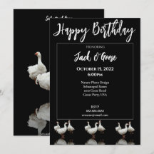 TRE SEBASTOPOL GEESE BLACK BIRTHDAY INVITATION