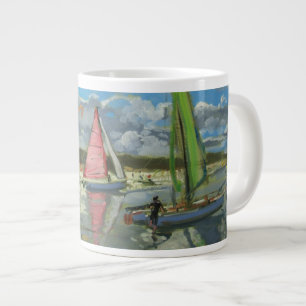 Tre segelbåtar Bray Dunes Frankrike Jumbo Mugg