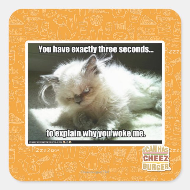 Tre sekunder fyrkantigt klistermärke (Framsida)