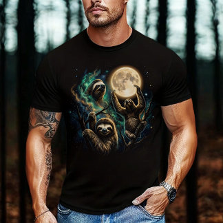 Tre sengångare som reagerar på månen t shirt