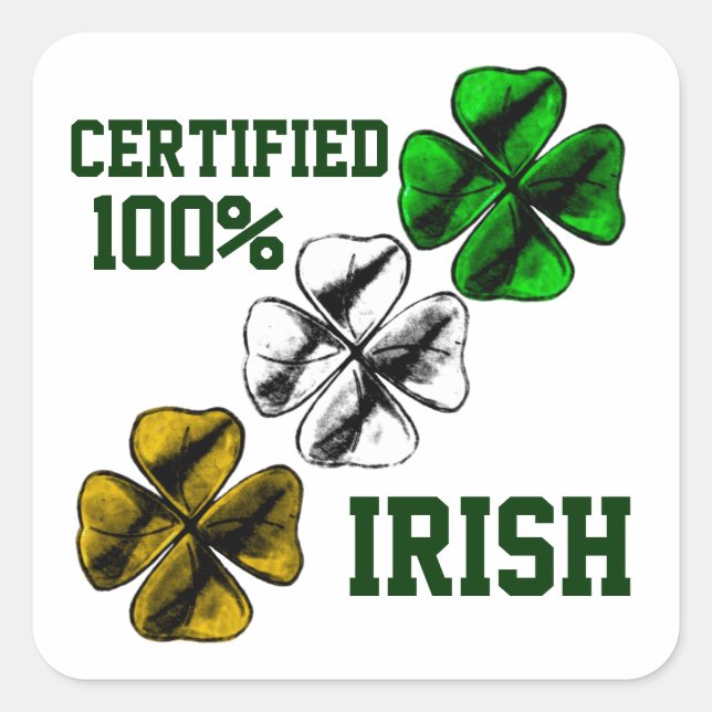 Tre Shamrocks Fyrkantigt Klistermärke (Framsida)