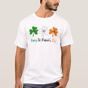 Tre Shamrocks Ireland Irish Flagga Lycklig St Patr T Shirt